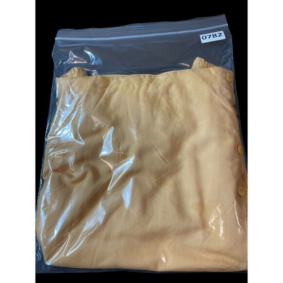 Marla Kim Vintage 90s Yellow Side Buttons Midi Modest Elastic Waist Skirt L - Picture 9 of 9